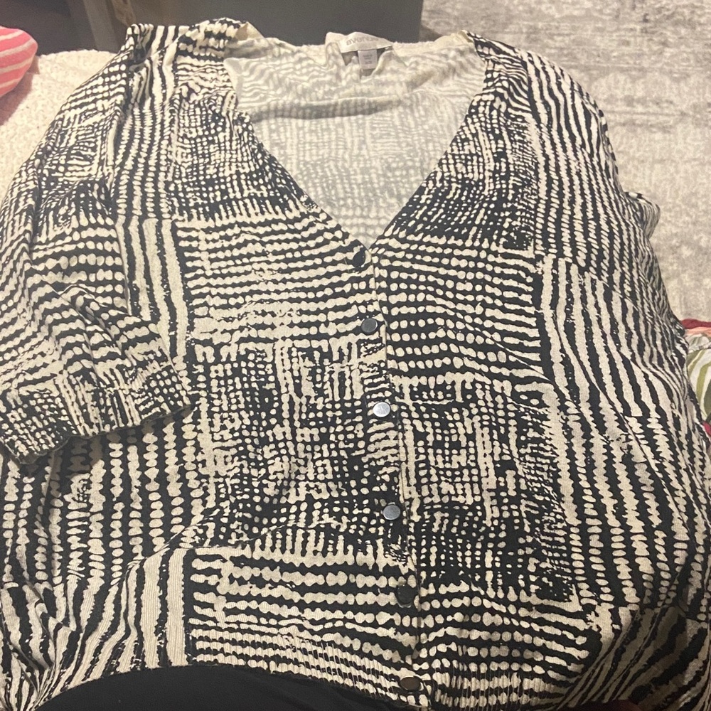 Black and White Patterned Blouse